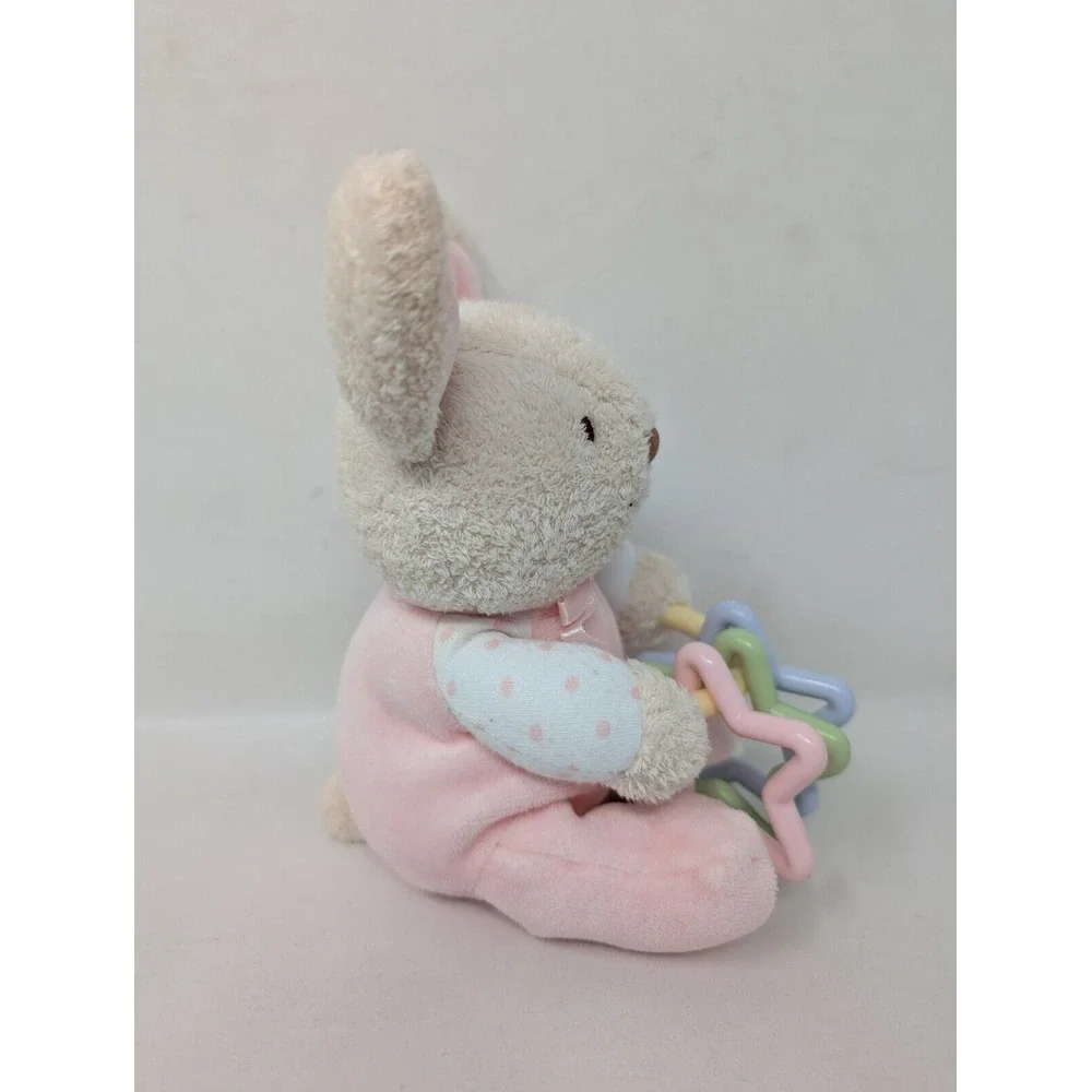 Vintage Carters Prestige White Bunny Rabbit Plush Rattle Stuffed Animal Baby 90s
